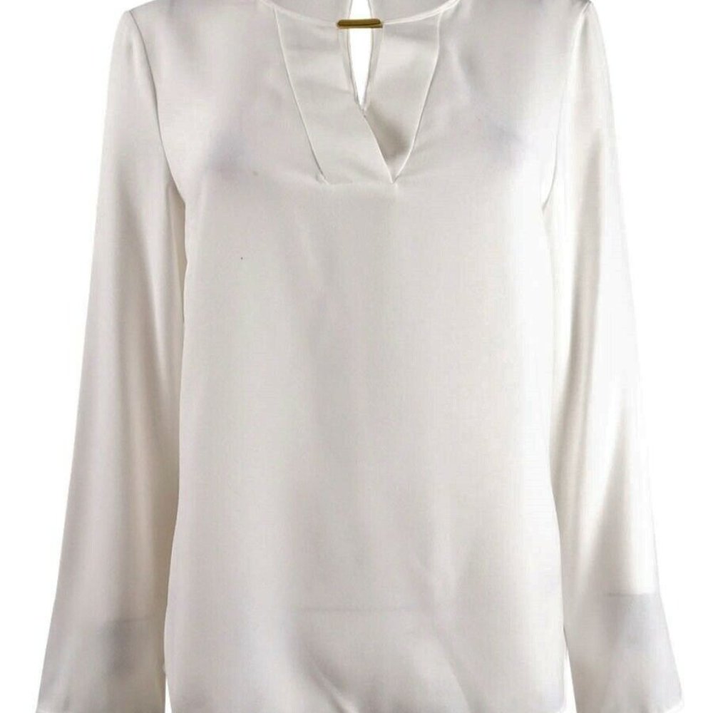 Tahari ASL Keyhole-Neck Blouse-Ivory
